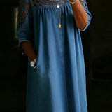 Aveline | Denimkleid mit Spitzen-Details