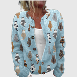 Charlotte | Cardigan mit buntem Katzenmuster