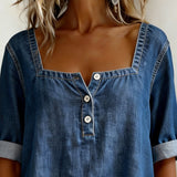 Avélia | Denim Shirt with Squared Collar