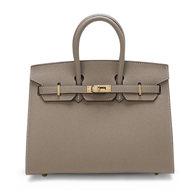 Bérénice – Taupefarbene Handtasche mit Schlossdetail