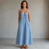 Vera | Jeans-Maxikleid mit Knopfleiste