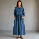 Clara | Jeanskleid mit Bubikragen