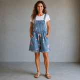 Judy | Vintage-gewaschener, floraler Denim-Overall