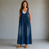 Karen | Maxikleid aus Vintage-Denimwaschung