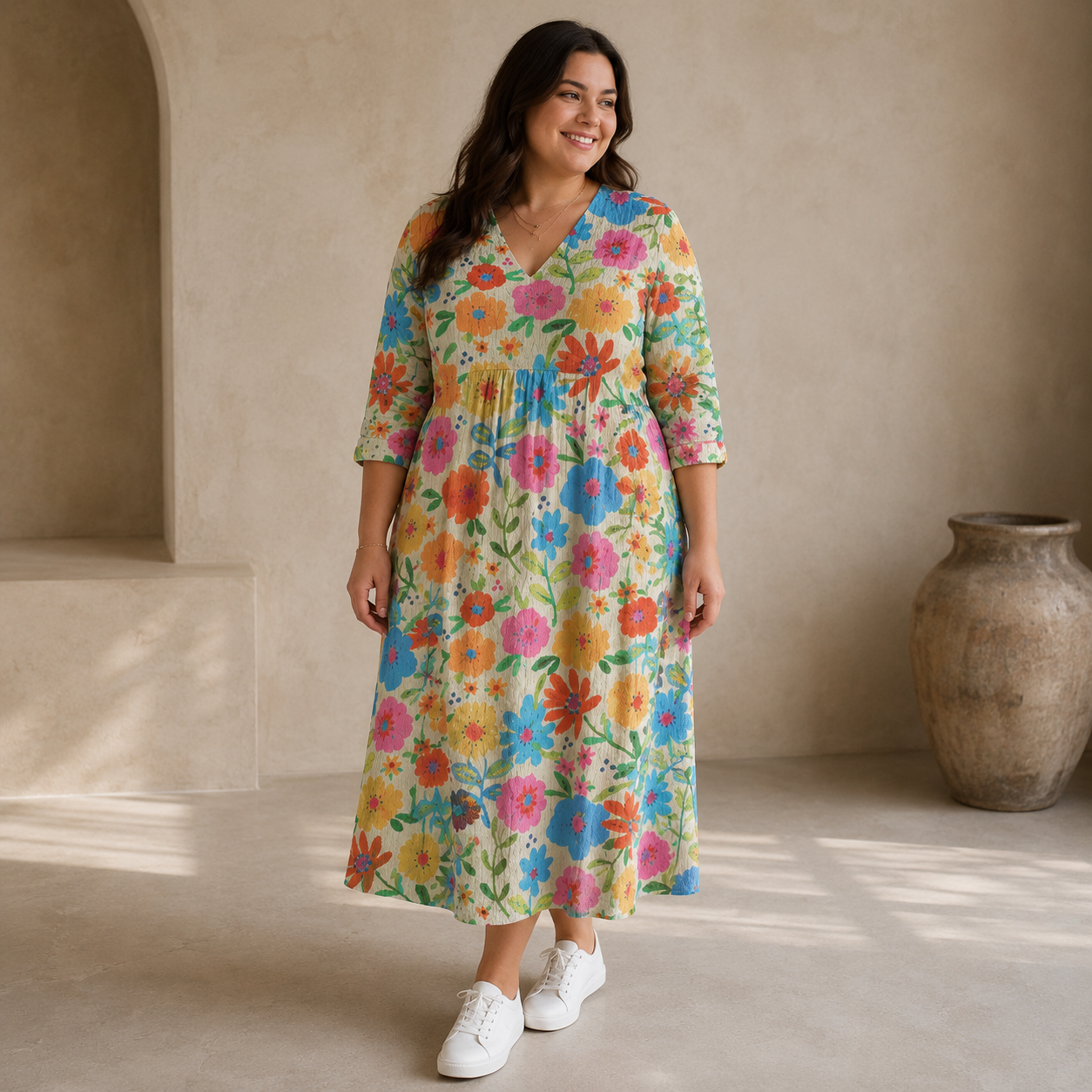 Melanie – Helles Kleid mit Blumenprint