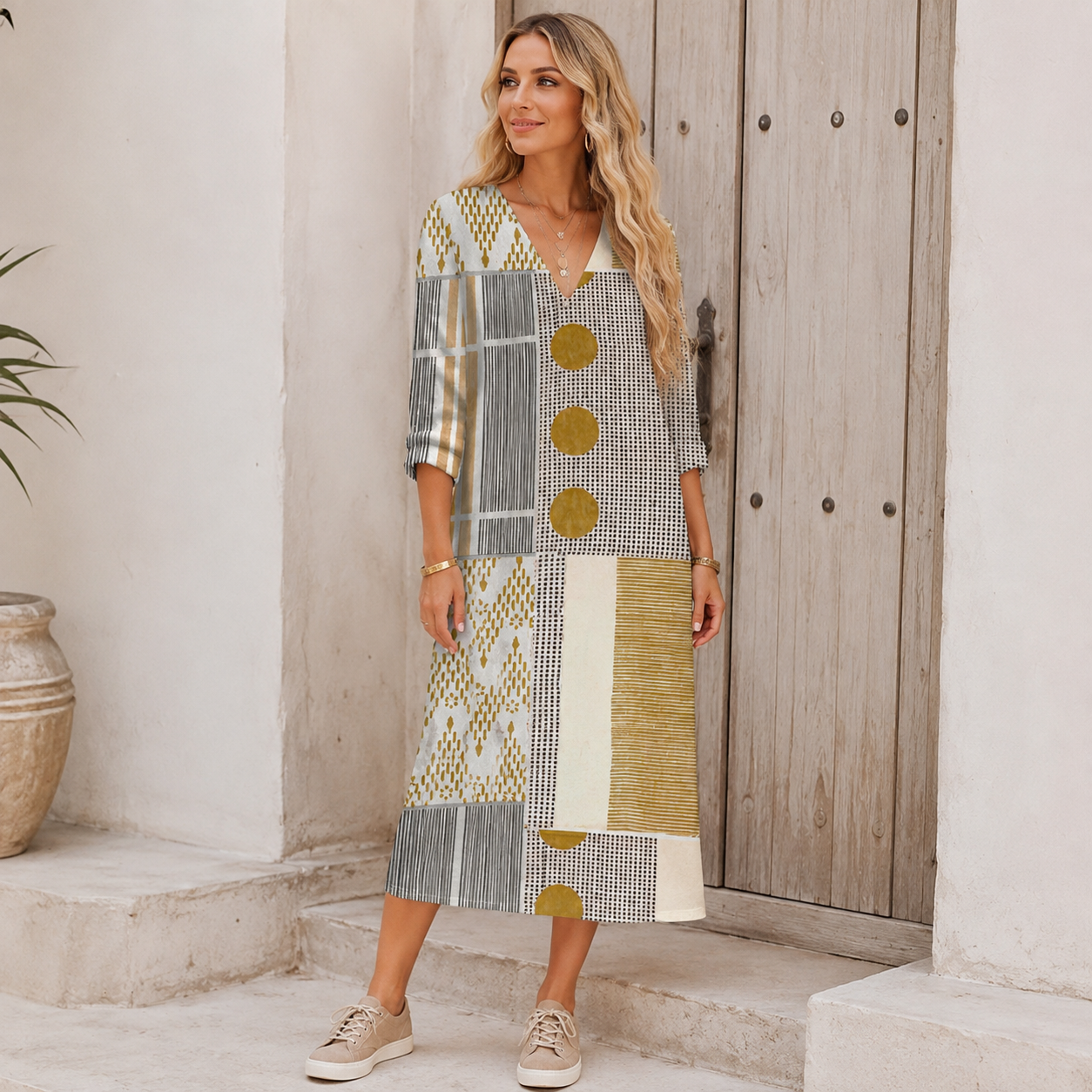 Andrea – Kleid mit grafischem Patchwork