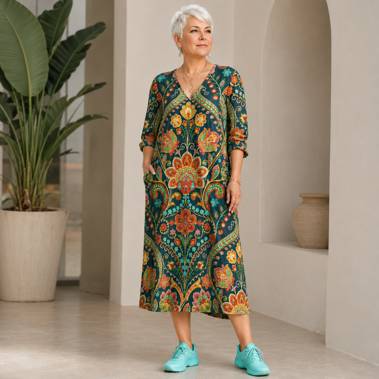 Miriam – Grünes Kleid mit Paisleyprint