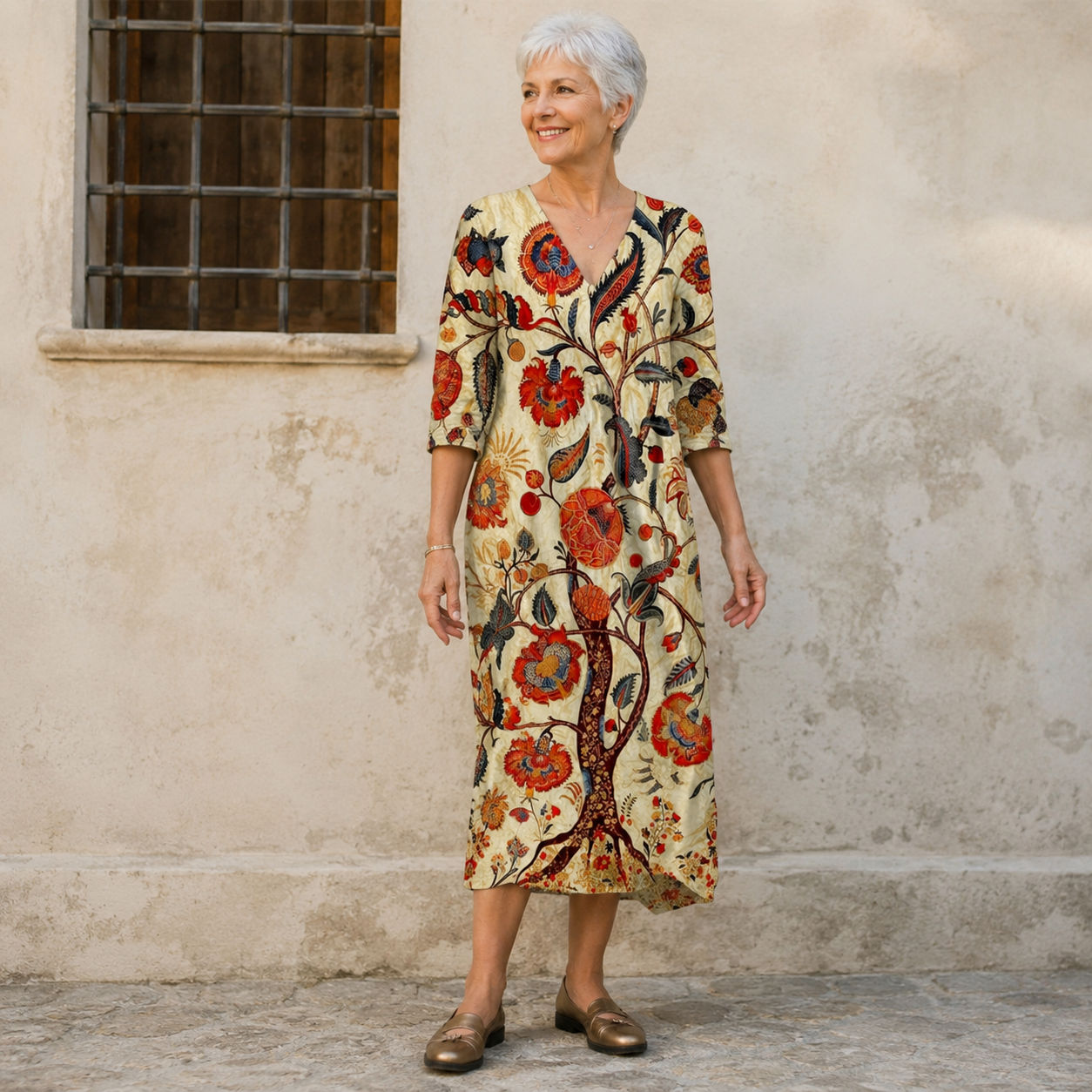 Nicole – Helles Kleid mit Ornamentprint