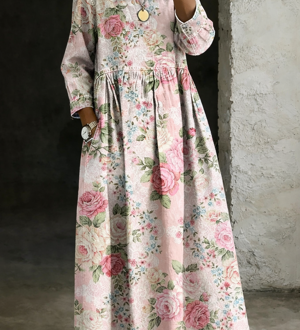 Brooklyn – Rosa Maxikleid mit Blumenprint