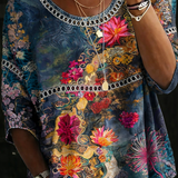 Nicole | Vintage Blumen-Jeansbluse