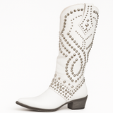 Inès | Hohe Westernstiefel mit Nietenbesatz