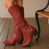 Inès | Hohe Westernstiefel mit Nietenbesatz
