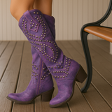Inès | Hohe Westernstiefel mit Nietenbesatz