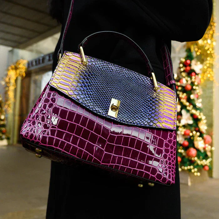 Amaryllis – Handtasche mit Krokodilprägung