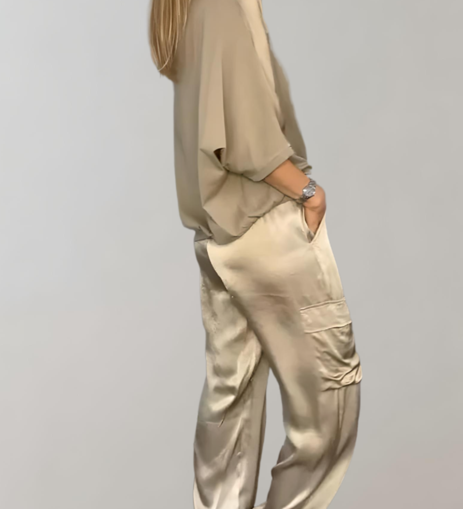 Fenella – Beiges Set mit Cargohose