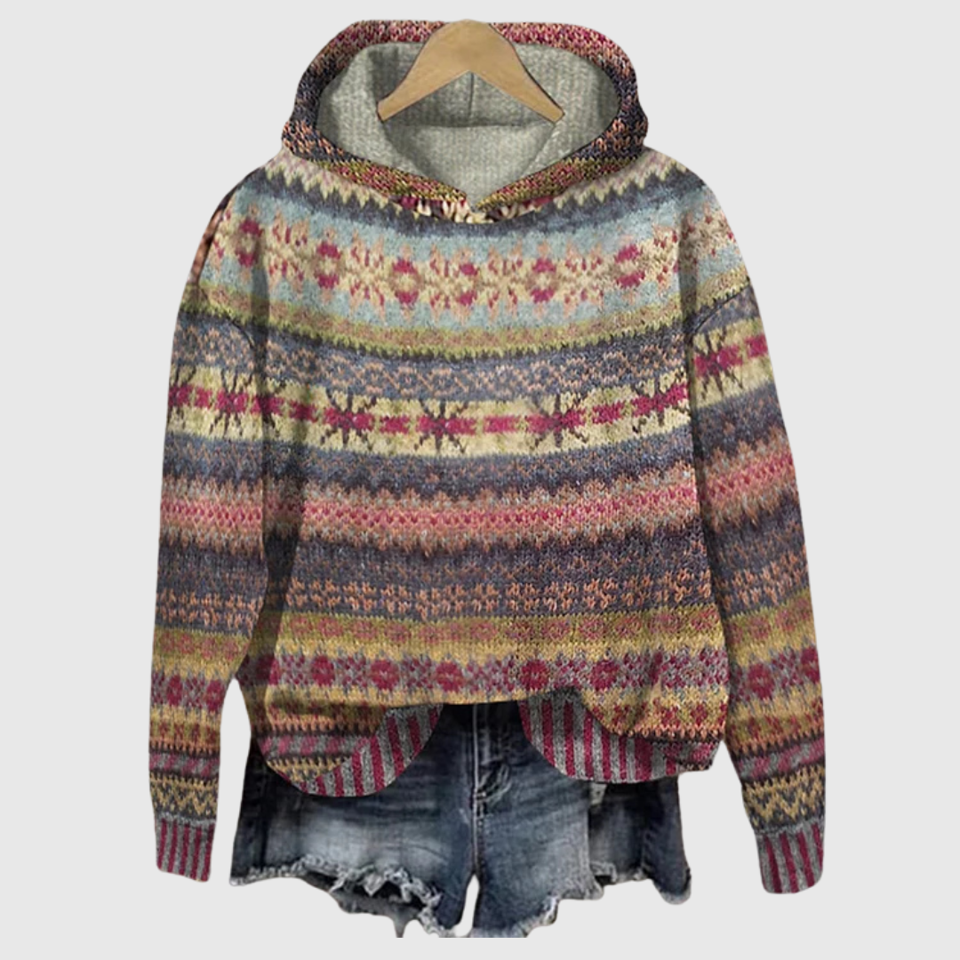 Gaby – Gemusterter Kapuzenpullover im Ethnostil
