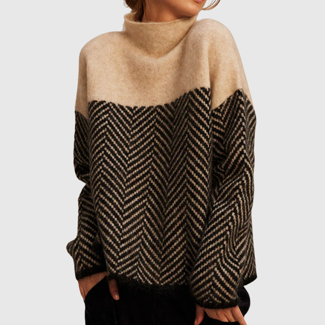 Norah – Pullover mit Fischgratmuster im Colorblock