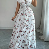 Amélie | Elegantes Kleid mit Blumenmuster und V-Ausschnitt