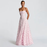 Maria | Langes Jacquard-Chiffon-Kleid