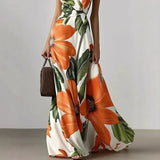 Aline | Langes Blumenkleid mit V-Ausschnitt