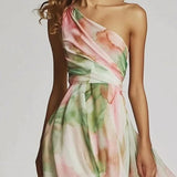 Flavia | Langes Boho-Kleid mit Blumenmuster und One-Shoulder-Träger