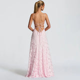 Maria | Langes Jacquard-Chiffon-Kleid