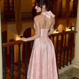 Clara | Midi-Kleid in Rosé mit offenem Rücken