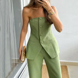 BRIA - Buttoned Sleeveless Two-Piece Set