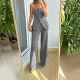 BRIA - Buttoned Sleeveless Two-Piece Set