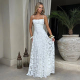 Maria | Langes Jacquard-Chiffon-Kleid