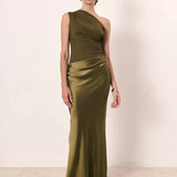 Luna | Satin-Maxikleid mit Schlitz