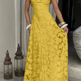 Maria | Langes Jacquard-Chiffon-Kleid