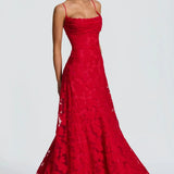 Maria | Langes Jacquard-Chiffon-Kleid
