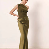 Luna | Satin-Maxikleid mit Schlitz