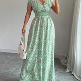 Amélie | Elegantes Kleid mit Blumenmuster und V-Ausschnitt