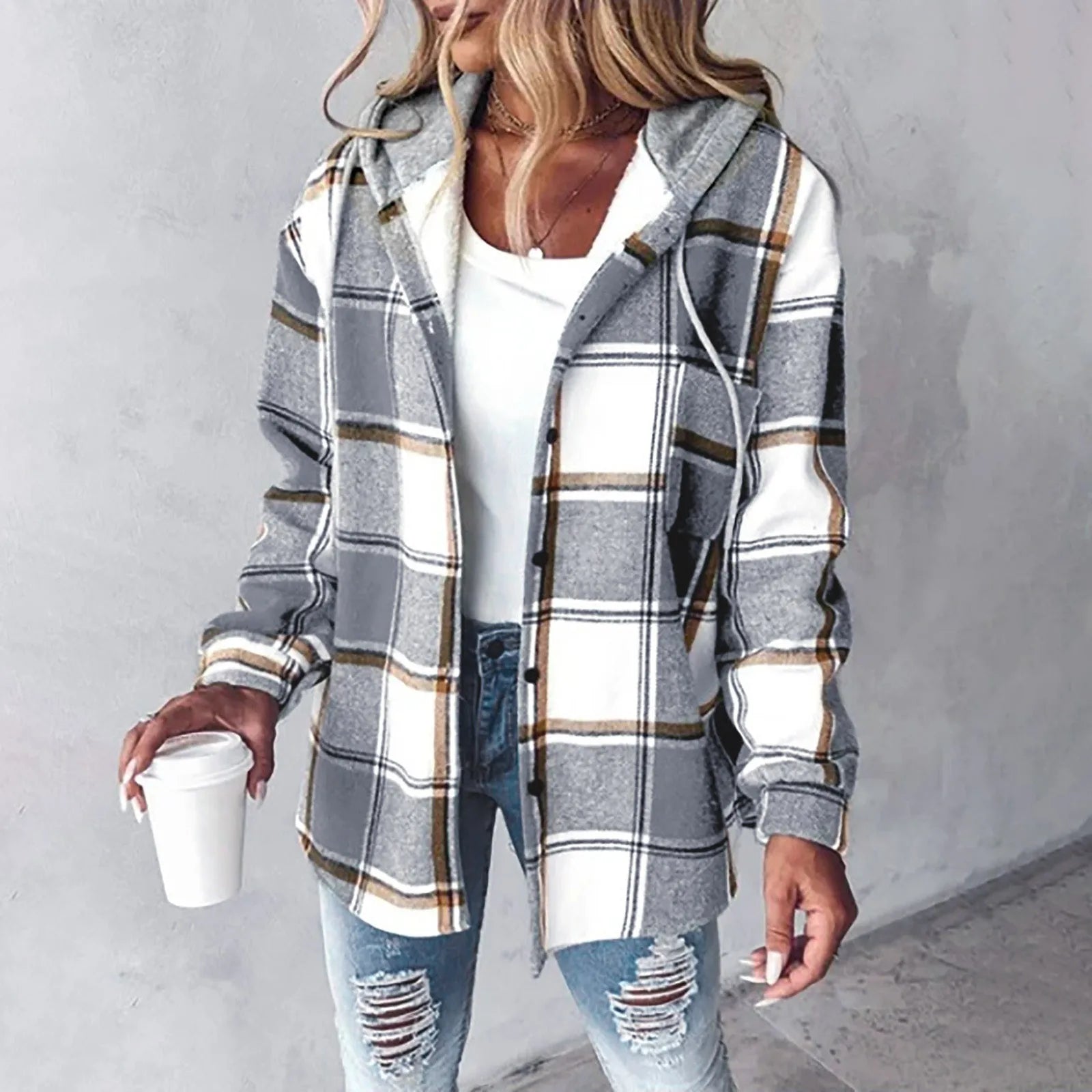 Martina – Karierte Hemdjacke mit Kapuze