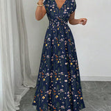 Amélie | Elegantes Kleid mit Blumenmuster und V-Ausschnitt