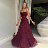 Maria | Langes Jacquard-Chiffon-Kleid