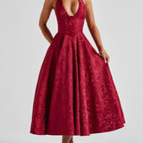 Clara | Midi-Kleid in Rosé mit offenem Rücken