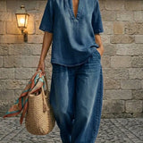Céleste | V-Ausschnitt-Jeansset