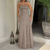 Maria | Langes Jacquard-Chiffon-Kleid
