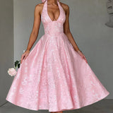 Clara | Midi-Kleid in Rosé mit offenem Rücken