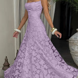 Maria | Langes Jacquard-Chiffon-Kleid