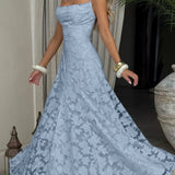 Maria | Langes Jacquard-Chiffon-Kleid