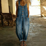 Mae | Vintage-Latzhose aus weichem Baumwollstoff in Denim-Optik