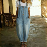 Mae | Vintage-Latzhose aus weichem Baumwollstoff in Denim-Optik