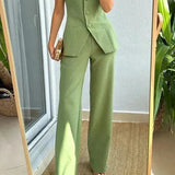BRIA - Buttoned Sleeveless Two-Piece Set