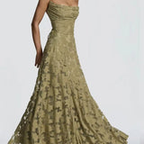 Maria | Langes Jacquard-Chiffon-Kleid