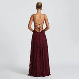 Maria | Langes Jacquard-Chiffon-Kleid