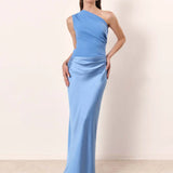 Luna | Satin-Maxikleid mit Schlitz